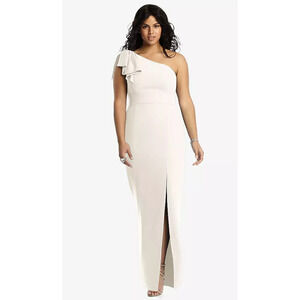 NEW! After Six Women's 16 Bowed One Shoulder Trumpet Ivory Gown $263 msrp I24-17